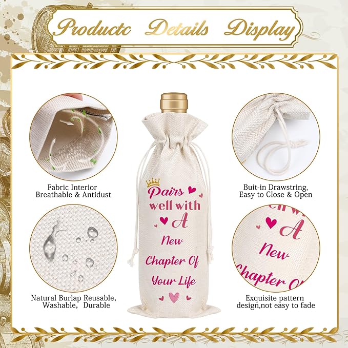 Wxiben New Beginning Gifts for Women - New Job Wine Gift Bag Going Away Gift for Friends Leaving Gifts for Coworker New Business Owner Gifts Engagement Farewell Goodbye Gift for Colleague Boss