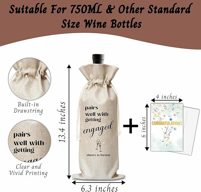 Xanev Engagement Gifts For Couples, Engaged Wine Gift Bag, Mr And Mrs Marriage Wedding Gifts, Honeymoon Gifts, Wedding Bridal Shower Engagement Bachelorette Party Decoration Supplies Favors, B35