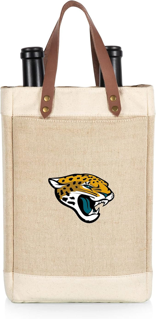 PICNIC TIME NFL Pinot - Jute 2 Bottle Insulated Wine Bag - Wine Tote Bag - Wine Gift Bag, (Beige)