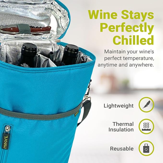meori 2-Bottle Insulated Wine Tote | Azure Blue Solid
