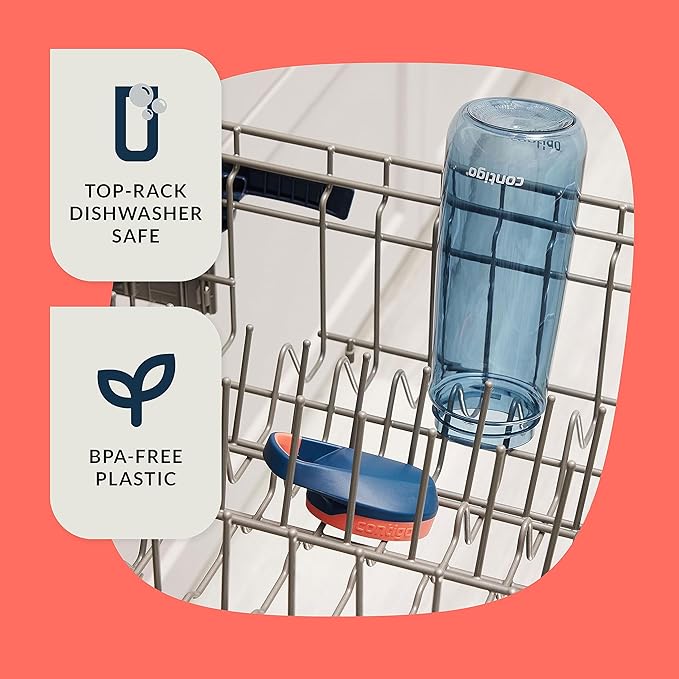 Contigo Kids’ Micah Water Bottle with Leak-Proof Lid, 20oz, Blueberry/Coral