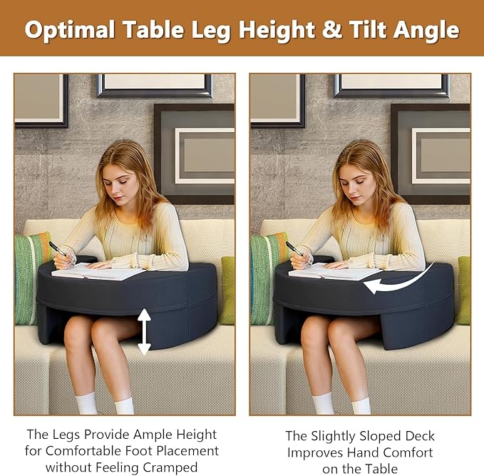 Reading Pillow for Gaming Small, Lap Desk Pillow for Adult Reading, Soft Arm Rest Memory Foam Cushion Pillow for Working, Playing, Steam Deck Switch or Sitting in Bed Floor Couch Sofa (Grey)