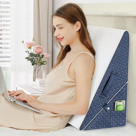 Bed Wedge Pillow for Sleep Apnea, 9 & 12 Inch Adjustable Wedge Pillow for Back Pain Relief, Leg and Knee Support, 7 in 1 Cooling-Gel Memory Foam Elevated Pillows for Acid Reflux, Post Surgery, Snoring