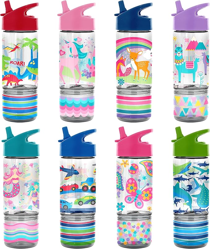 Stephen Joseph, Kids Sip and Snack Water Bottle, 12 oz Tritan BPA Free, Drink and Snack Water Bottle for Girls & Boys, Back to School Water Bottle, Dino