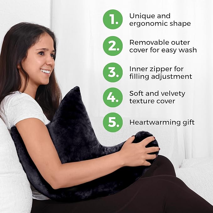 Rotator Cuff Pillow – Soft and Comfortable Shoulder Pillow for Shoulder Surgery – Ergonomic Uniquely Shaped Shoulder Pillow Relief Support – Double Zipper Cover – Machine Washable (Black)