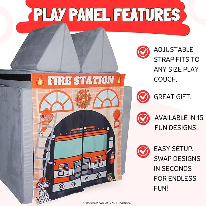 Play Panel for Childrens Foam Sofa Kids Couch (Firehouse)