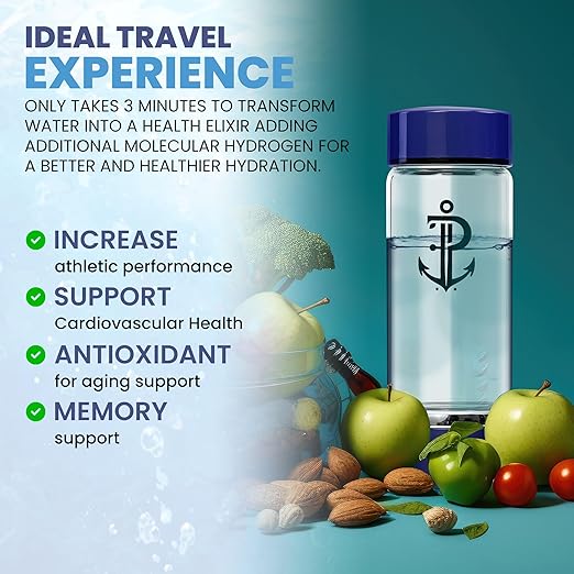 Hydrogen Water Bottle Generator | Durable SPE PEM Electrolysis Technology Hydrogen Water in 3 Min | Portable Water Quick Ionizer Machine for Home, Office, Travel, Exercise, Daily Use & Gifts (Blue)