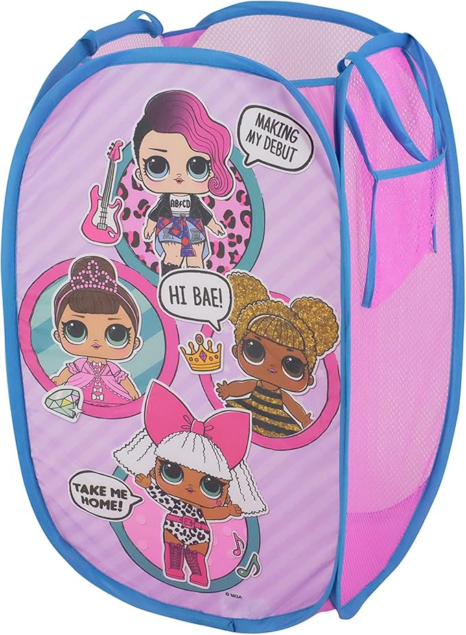 Idea Nuova LOL Surprise Pop Up Hamper, Pink with Durable Carry Handles, 21" H x 13.5" W X 13.5" L