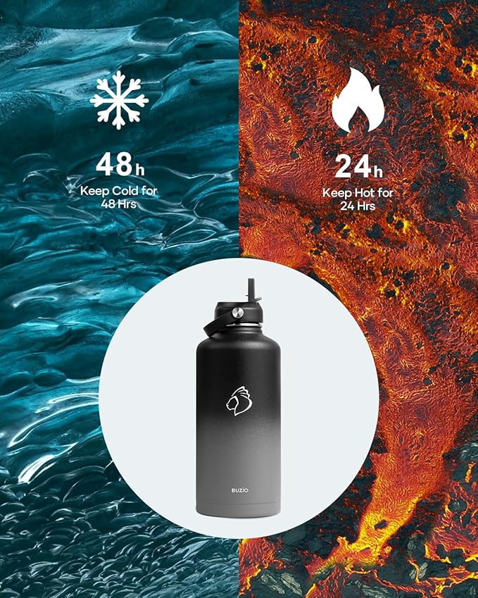 Insulated Water Bottle with Straw Lid, Modern Double Vacuum Stainless Steel Water Flask, Simple Half Gallon Water Jug, Metal Thermo Canteen Mug,87oz Sports Bottle