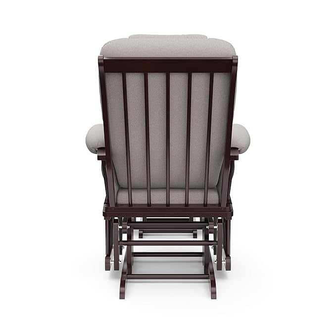 Storkcraft Tuscany Custom Glider and Ottoman with Free Lumbar Pillow (Espresso/Taupe Swirl) - Cleanable Upholstered Comfort Rocking Nursery Chair with Ottoman