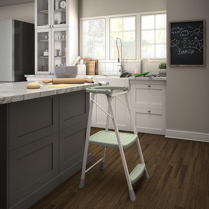 COSCO 2-Step Kitchen Stepper™ Adult Folding Step Stool, Kids Folding Stepper, Green