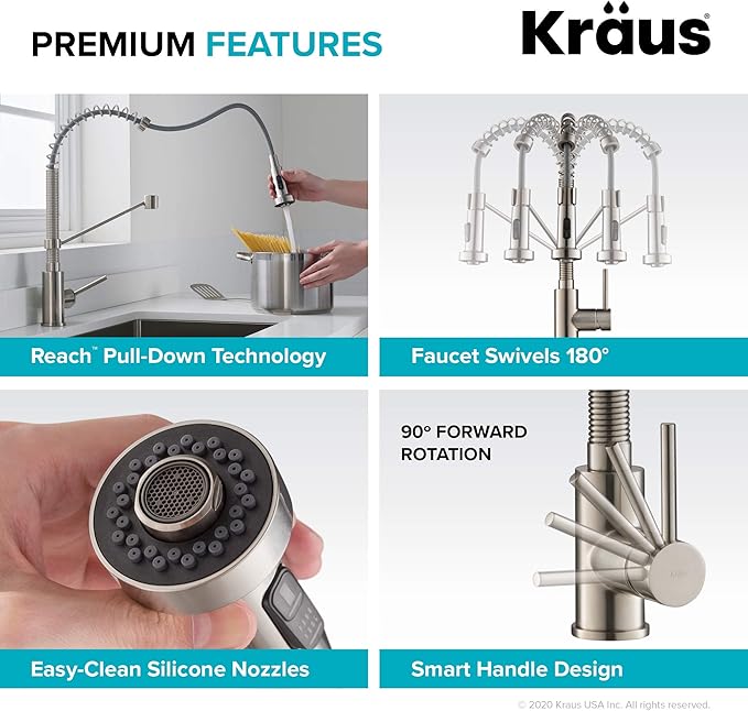 KRAUS Spot Free Bolden™ 18-Inch Commercial Kitchen Faucet with Air Gap in All-Brite™ Antique Champagne Bronze Finish