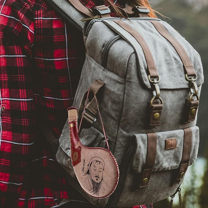 Outdoor Decor Bota Bag Canteen Pouch for Wine and Water Wine Skin Bag with Strap for Travel Camping Hiking Travel Water Bottle Brown Iron Flask