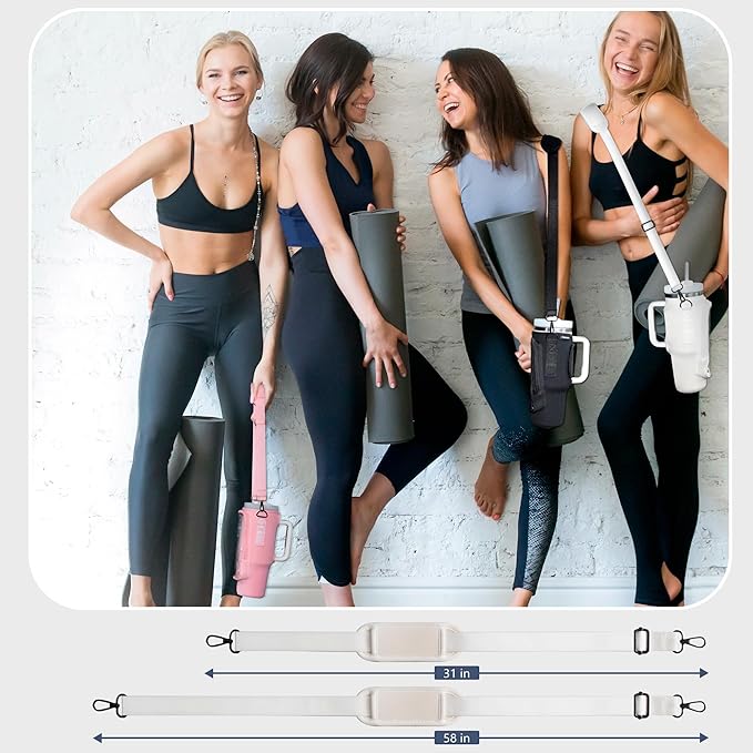 Water Bottle Carrier Bag for Stanley Cup Accessories, for Stanley Tumbler 40 Oz with Handle Holder Bag with Strap Neoprene Bollus with Straw, Straw Cover, Carabiner (Off White)