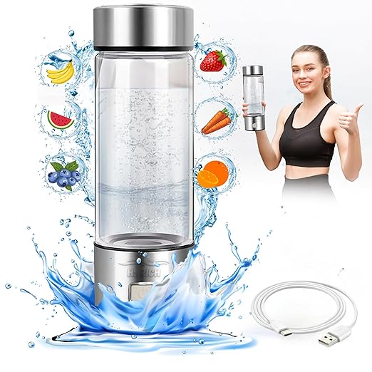 Hydrogen Water Bottle, 2024 Hydrogen Water Bottle Generator, Enhance Your Water in just 3 Minutes with SPE PEM Technology. Ideal for Exercise, Office, Travel, Health, Daily Use, Gift