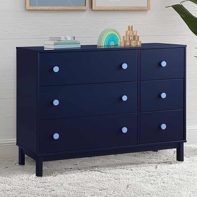 GAP babyGap Legacy 6 Drawer Dresser with Interlocking Drawers - Greenguard Gold Certified, Navy/Light Blue