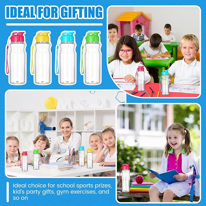Tioncy 20 Pieces Plastic Water Bottles for Kids Bulk 17 oz Gym Sports Adults Kids Reusable Large Water Bottles Leakproof Drink Flip Top Bottles for Party Outdoor Children School