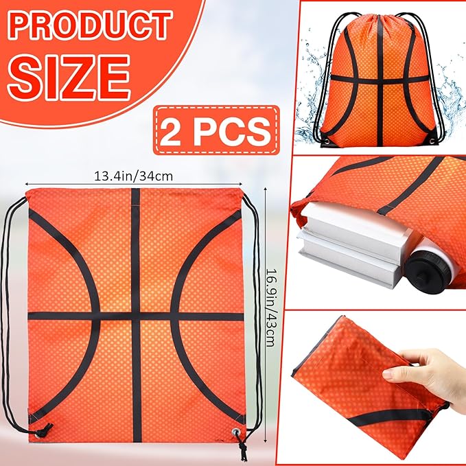Talltalk 4 Pcs Basketball Party Favors 24 oz Basketball Water Bottle Gift for Basketball Team with Drawstring Bag Basketball Tumbler Cup Sports Themed Accessories for Event Gift Supplies