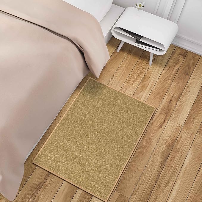 Machine Washable Modern Solid Design Non-Slip Rubberback 2x3 Pack of 2 Traditional Area Rug for Entryway, Bedroom, Kitchen, Bathroom, 2'3" x 3' - Pack of 2, Beige