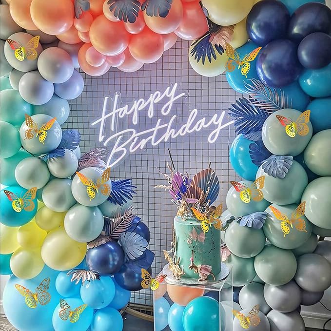 SAOROPEB 3D Butterfly Wall Decor 48 Pcs 4 Styles 3 Sizes-Butterfly Birthday Decorations&Butterfly Party Decorations&Butterfly Cake Decorations-Removable Gold Butterfly Decorations (Laser Gold)