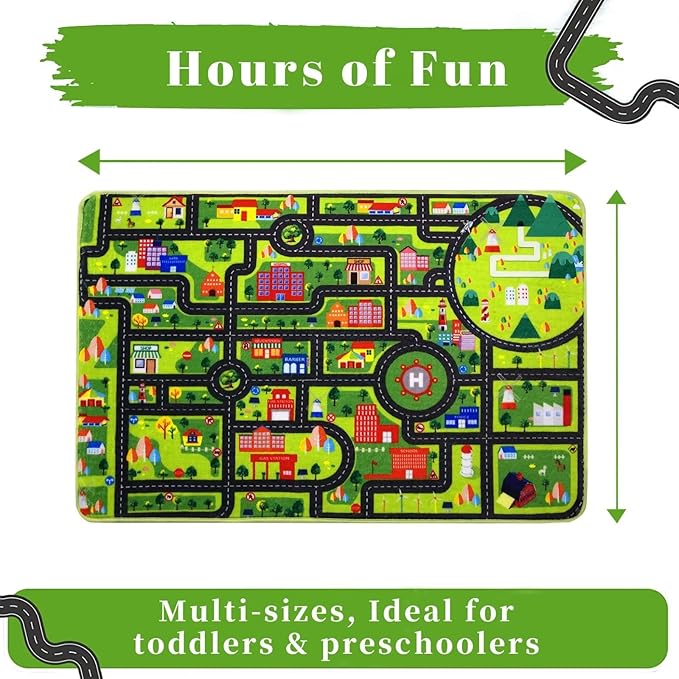 Kids Playroom Rug Car Rug Learning Carpet Educational City Roads Carpet for Playing with Cars Kids Playmat for Baby Kids Playroom Non Slip Play Mat Toddler Playmat Rug, 3x5 ft, Black Streets