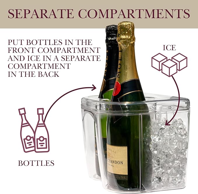 Ice Chilled Wine Bottle Server and Carafe Set - Includes Two 1.35L Carafes | Champagne & Wine Bottle Chiller | Shatter Resistant Cooler for Bars and Outdoors | Keeps Bottles Cooler for Longer