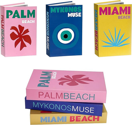 Preppy Room Decor Aesthetic Coffee Table Books Decor Preppy Books Miami Book Ddecorative Books for Home Decor Set of 3 Fake Books for Decoration (Red)