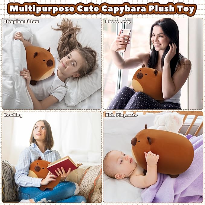 Capybara Plush Toys-12'' Capybara Plush Toy, Capybara Plush Pillow, Cute Soft Plush Capybara Plushie Stuffed Toys, Capybara Plush Pillows Toy Decoration Doll Gift for Kids Girls Boys