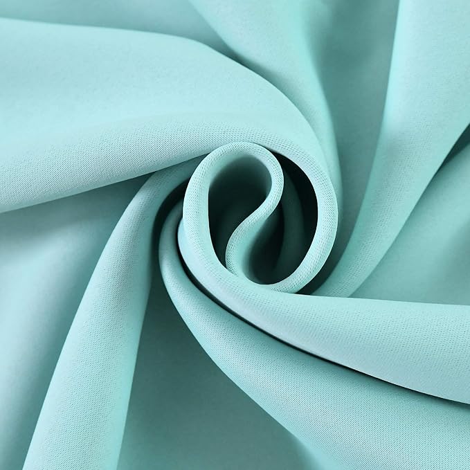 Aqua Blue Valance for Windows 42x18 Inch Solid Thermal Insulated Blackout Rod Pocket Kitchen Short Curtain Toppers Valance for Bathroom Living Room 2 Panels