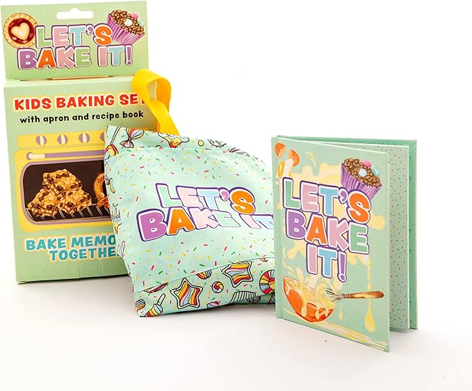 Boxer Gifts Let's Bake It Kids Baking Set | Fun Kids Baking Recipe Book and Apron | Great Gift for Kids