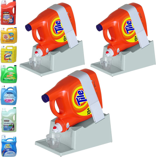 TidyFriend Laundry Detergent Holder Stand Organizer with Drip Tray, 3 Pack Laundry Soap Holder with Non-Slip Rubber Feet for Washing Space Organization, Angled Downward Slope for Easy Pouring (Blue)