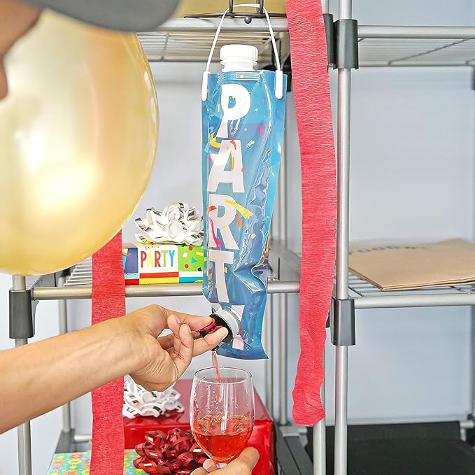 Fairly Odd Novelties Party Dispenser Bag Fun Themed Wine Liquor or Cocktail Holder Drinking Gift, One Size, Blue