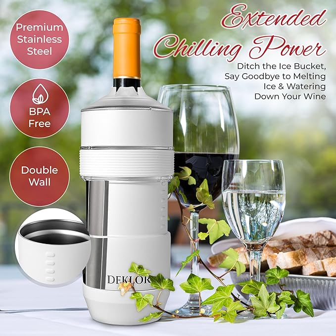 Wine Chiller - Wine Coolers for Wine Bottles and Champagnes, Keeps Wine and Beverages Cold - Perfect Wine Gift For Parties and Dinners