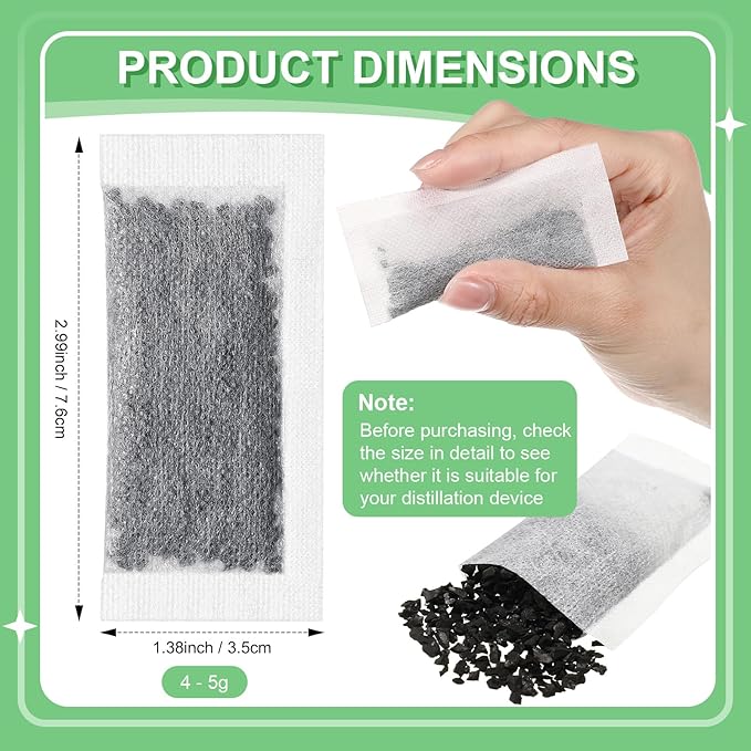 Lounsweer 12 Packs Replacement Activated Charcoal Distiller Filters Coconut Husk Activated Carbon Filter Sachets Compatible with Countertop Water Distiller Models