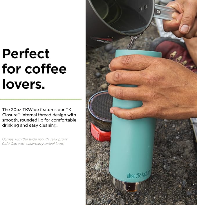 KLEAN KANTEEN Tkwide Green Beryl Cafe Cap with Insulated Bottle 20oz, 1 EA