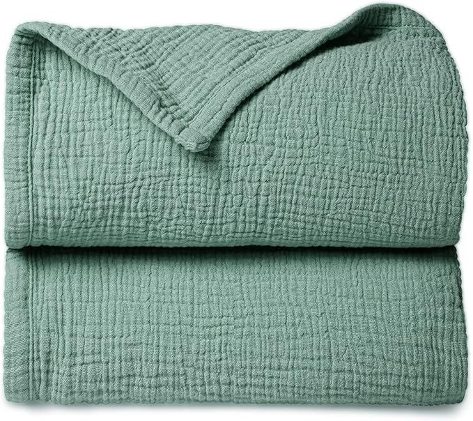 Lulu moon Muslin Quilt Blanket, Crib Blanket for Baby and Toddler,47x47 Inches(Lotus Leaf)