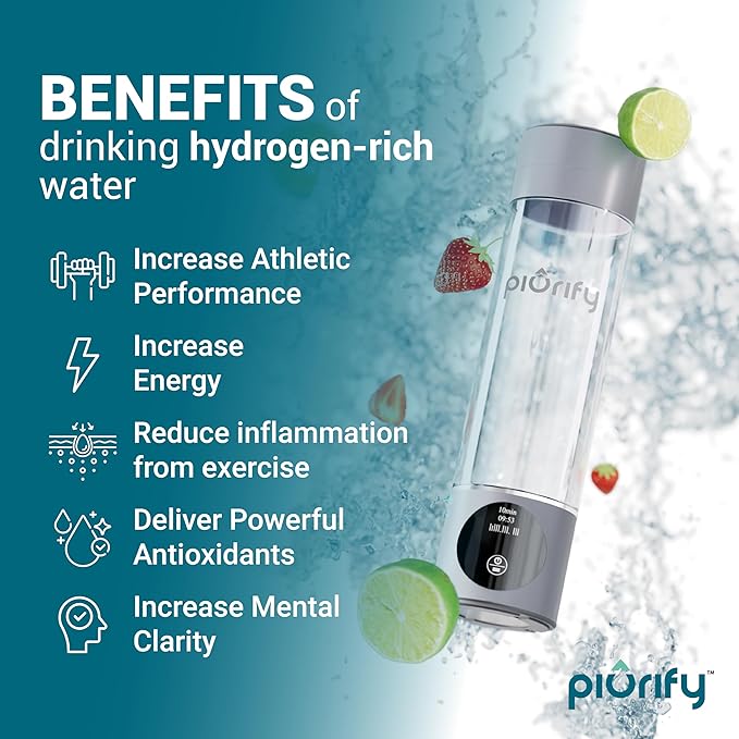 9.5 Oz Hydrogen Water Bottle Generator - Easy to use Portable Water Tumbler with advanced SPE/PEM Technology - Purification Vent - 3000ppb Pure Hydrogen