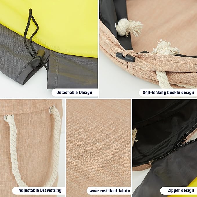 EXQ Home Toy Storage Basket and Building Bricks Toy Play Mat for Kids Rooms (11.8 x15 inches) - Organizer Storage Organizer for Toys, Playroom Canvas Bag Gift for Boy/Girls Beige