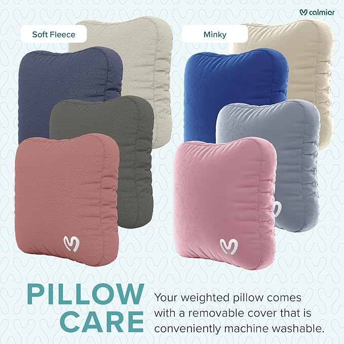 Calmier - 9 lb Sensory Weighted Pillow - Glass Bead Filled Hug Pillow - Ultra Plush Cozy Weighted Pillows for Adults and Kids - Child Sensory Pillow - Weighted Lap Pad (Tan - Fleece, 9 LBS)