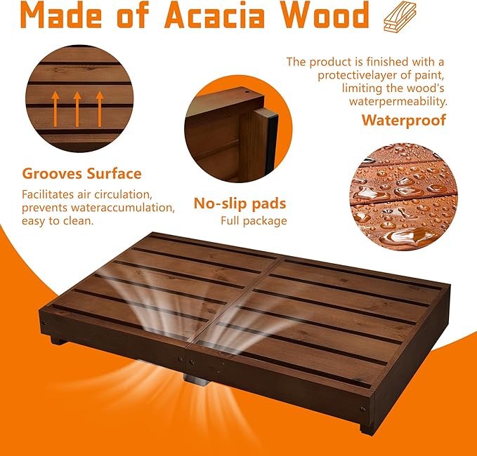 Outdoor Steps 3.5'' Height, Indoor Wooden Step Stool with Non Slip Pads, Step for Outside, Safety Stepping Stool for Hanicap, Kids, Bathroom, Kitchen, Bed (Walnut Color)