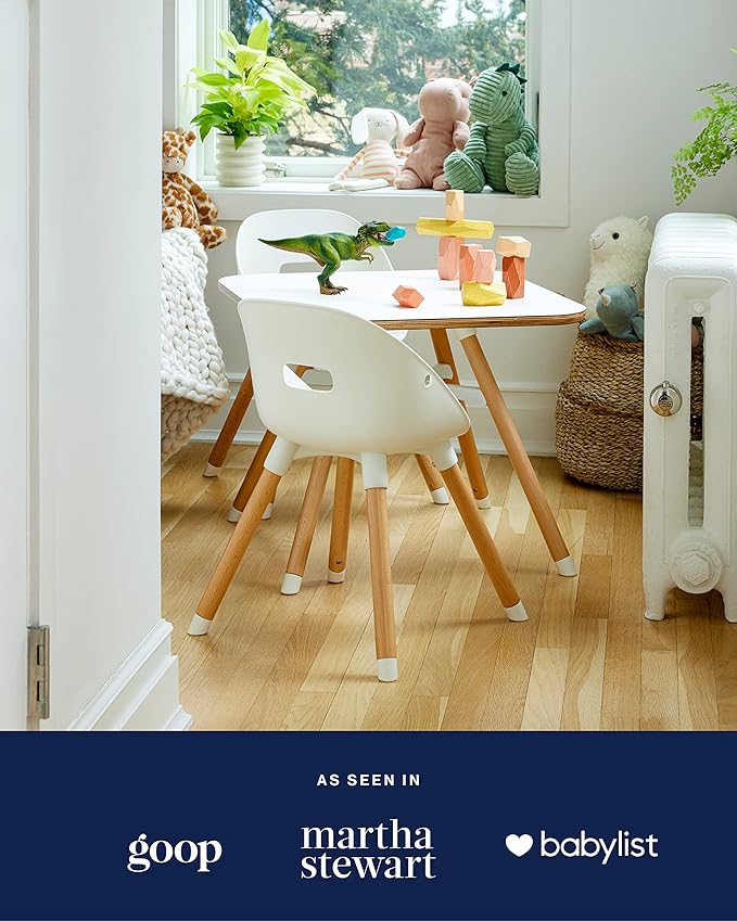 Lalo The Play Table, Wooden Preschool Table and Kids Activities Table with Easy to Clean Surface - Quick & Easy Set Up - Safe and Secure, 23 ⅝ x 23 ⅝ x 19 ⅛ in - Natural