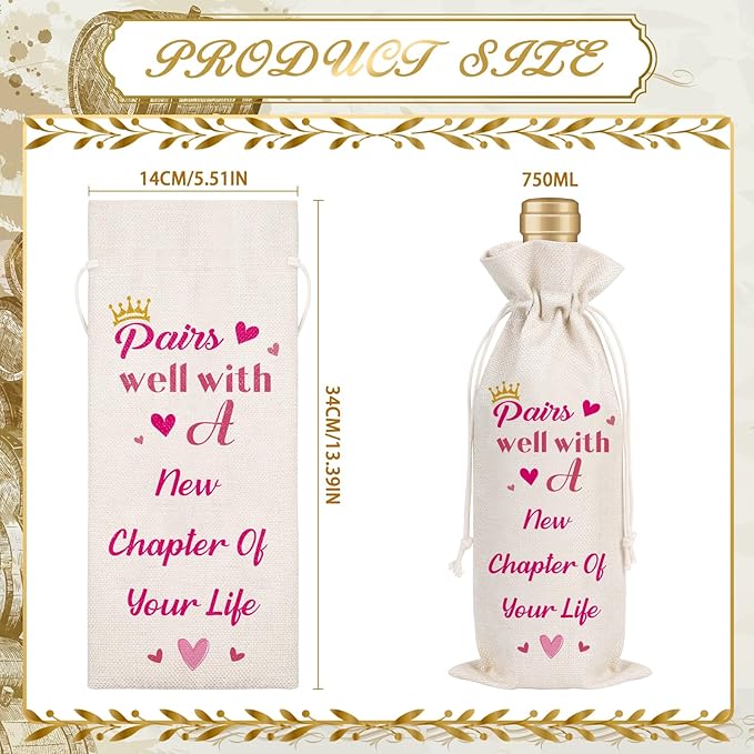Wxiben New Beginning Gifts for Women - New Job Wine Gift Bag Going Away Gift for Friends Leaving Gifts for Coworker New Business Owner Gifts Engagement Farewell Goodbye Gift for Colleague Boss