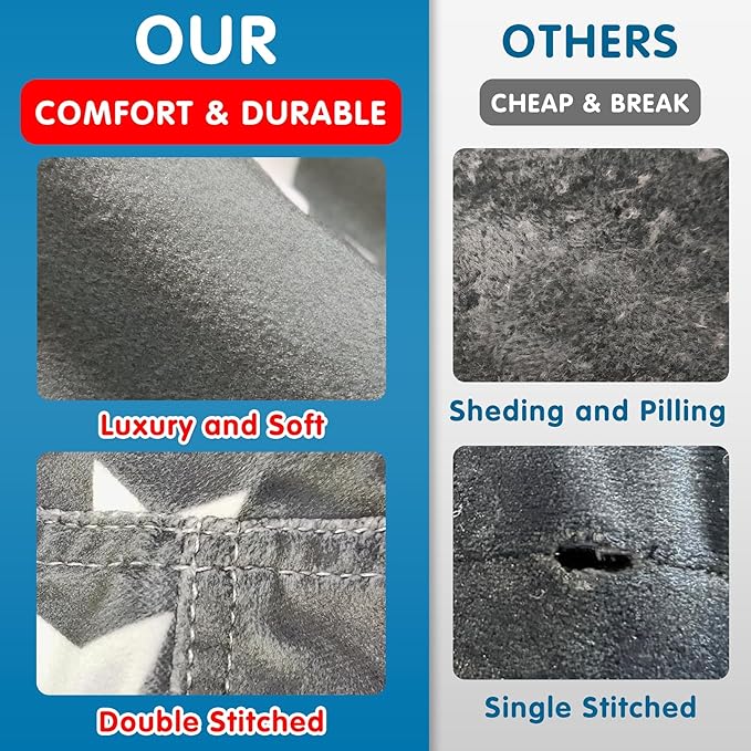 Lukeight Stuffed Animal Storage Bean Bag Chair Cover for Kids, Zipper Beanbag Chair Cover for Organizing Toddler & Kids' Rooms Plush Toys (Stars Gray Velvet, Large)