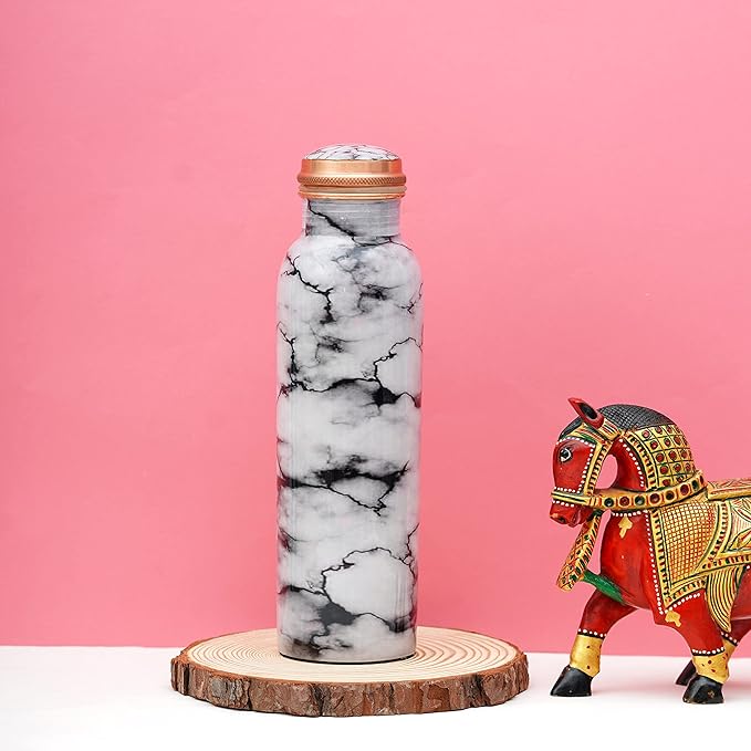 Craft Trade Copper Water Bottle 32 Oz Extra Large Ayurvedic Pure Copper Vessel For Drinking - Leak Proof Joint Less Indian Ayurveda Health Benefit Water Bottle For Office, Gym Hotel and Sports