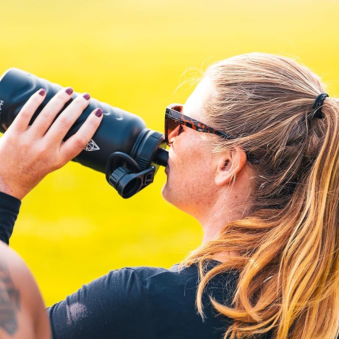 24 oz Insulated Water Bottle - Blue Water Bottle with Straw (Straw Lid & Spout Lid) & Silicone Handle & Boot - Wide Mouth Stainless Steel Water Bottles - BPA Free - (Blue, 750ml)