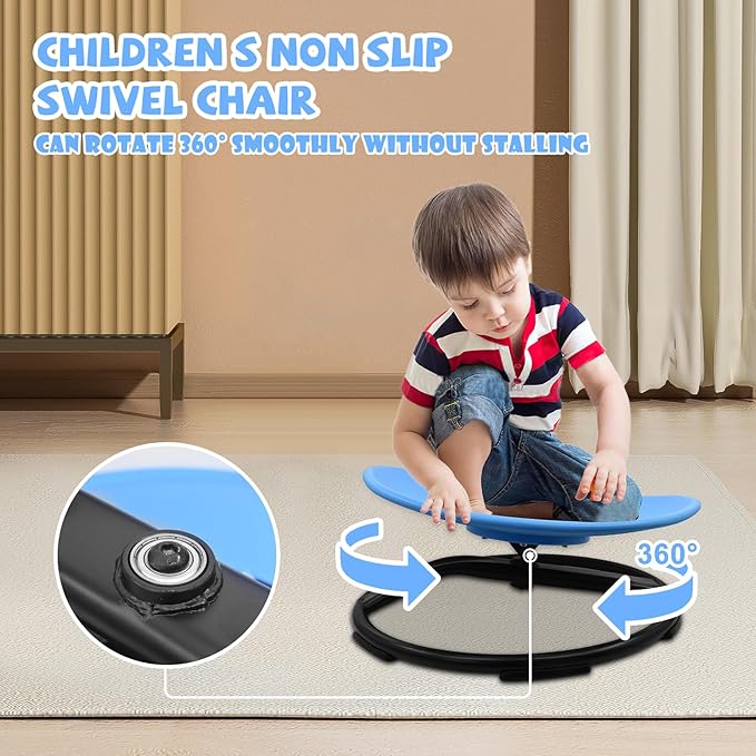 Kids Swivel Chair, Sensory Spinning Toy Chair for Kids, Autism Kids Swivel Chair Training Body Coordination, Improve Physical Coordination Wobble Chair Science Toy for Kids 3-9 (Blue)