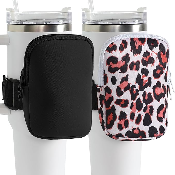 Set of 2 Water Bottle Pouch for Stanley Accessories 40 oz & 20oz 30oz,Compatible with Kinds of Tumbler,Gym Tumbler Cup for Women Storage Sleeve Pocket for Walking, Running, Sports