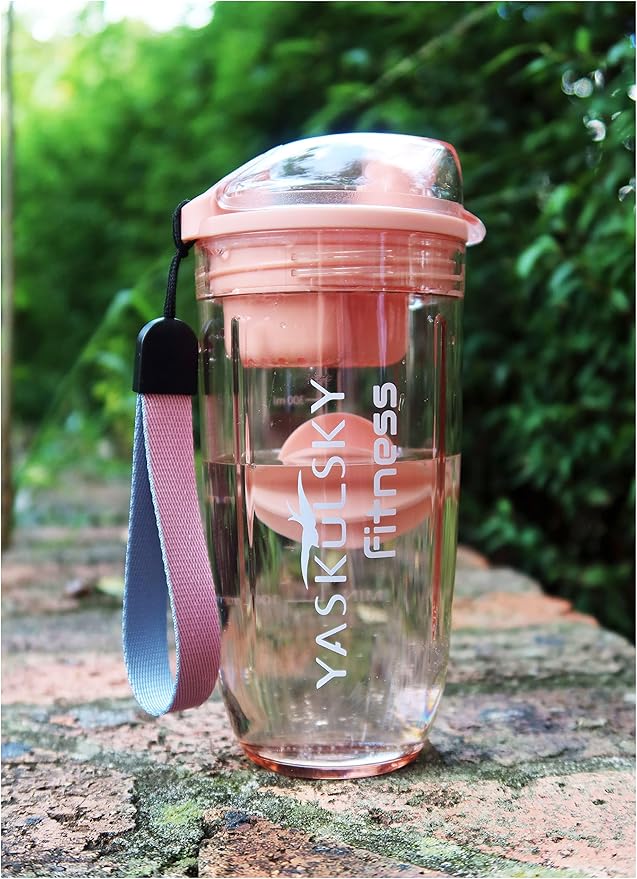 Protein Shaker Water Bottle BPA Free Drinking Bottle for Fitness Gym and Outdoor Sports Shaker Bottle with Lanyard, Pink