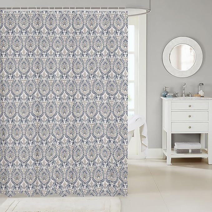 Feelyou Damask Pattern Shower Curtain 72"x72" Kids Vintage Floral Bathroom Shower Curtain Set for Boys Girls Teens Antique Victorian Baroque Bath Curtain Baroque Style Bathroom Accessories