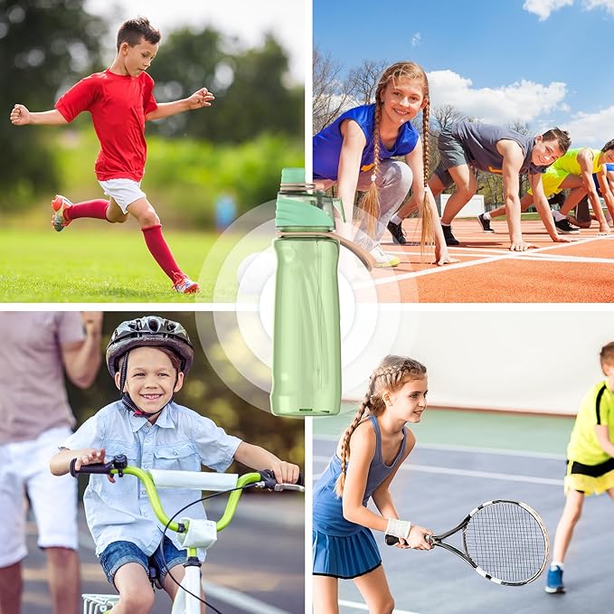 FEIJIAN Mist Water Bottle,22oz Sports Water Bottle with 2-IN-1 Mist & Sip Function, BPA-Free Plastic Water Bottles, Misting Water Bottle, Leakproof & Lightweight, Ideal for Fitness and Outdoor, Green